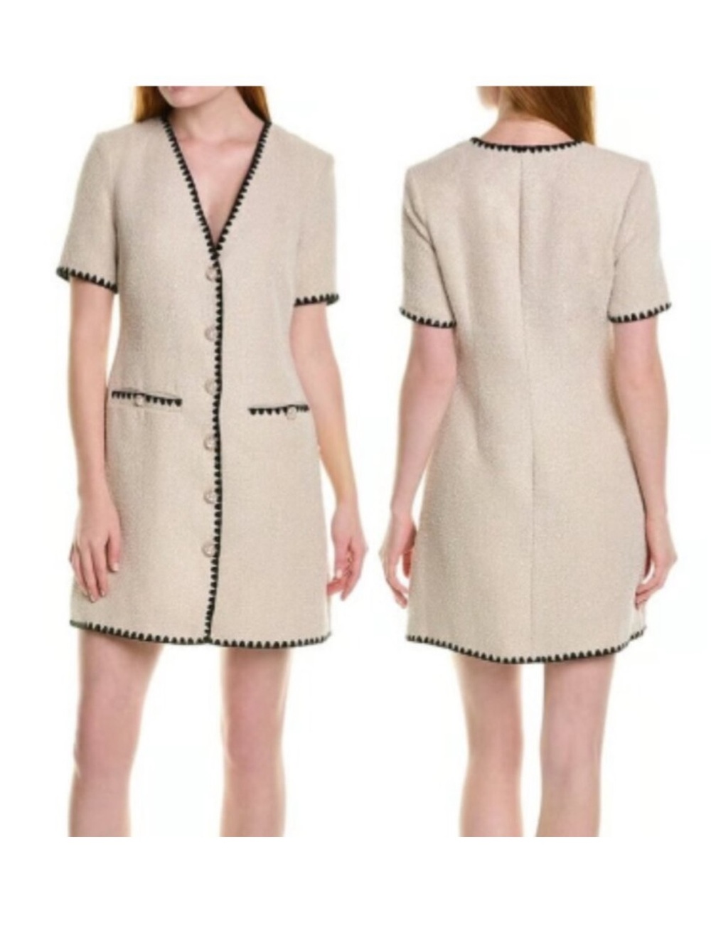 ALEXIA‎ ADMOR Holly Sparkling Boucle Tweed Mini Dress Cream Size 8 NWT
